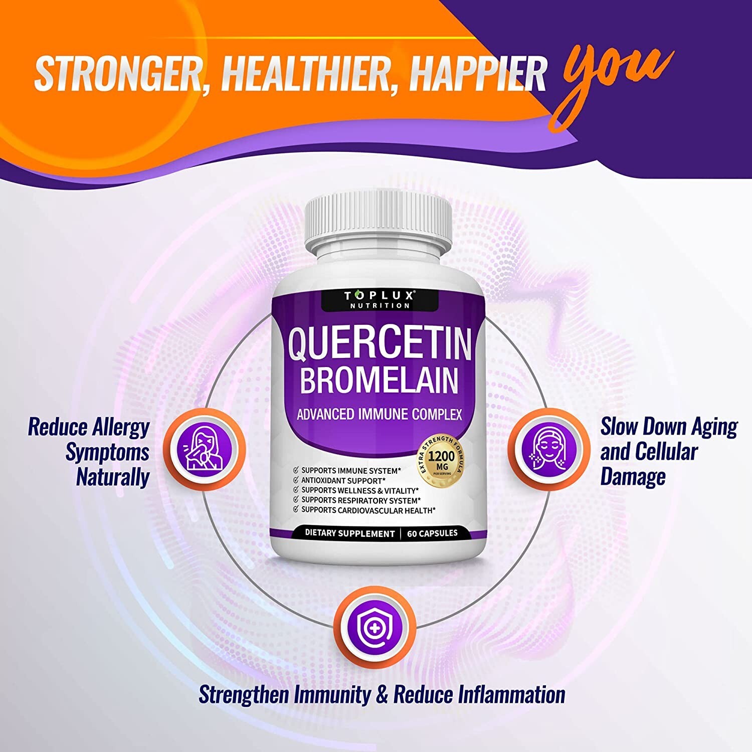 Quercetin With Bromelain 1200Mg – Natural Immune supplement, Vegetarian Capsules