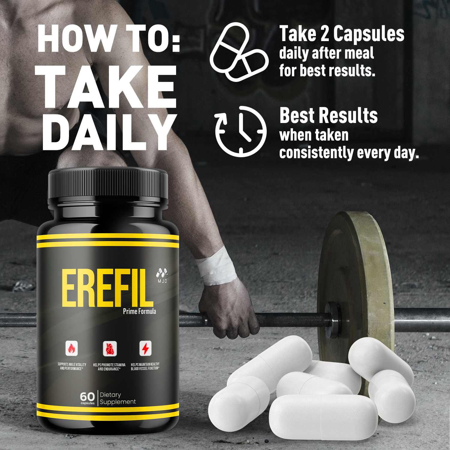 (3 Pack) Erefil Advanced Male Health Max Support Supplement Ero Fil 180 Capsules