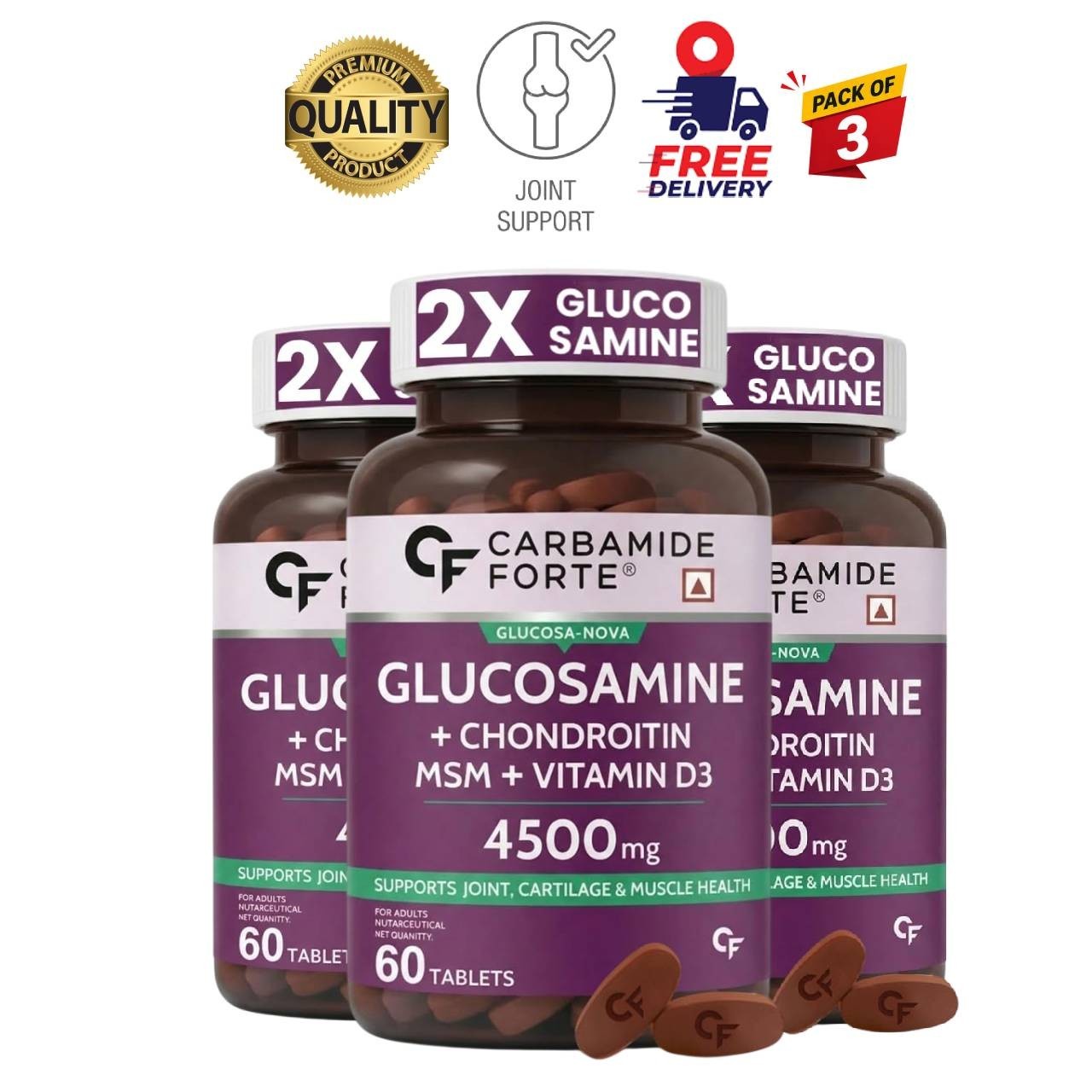 3 Pack C.arbamide Forte Joint Support Tablets 60 Count