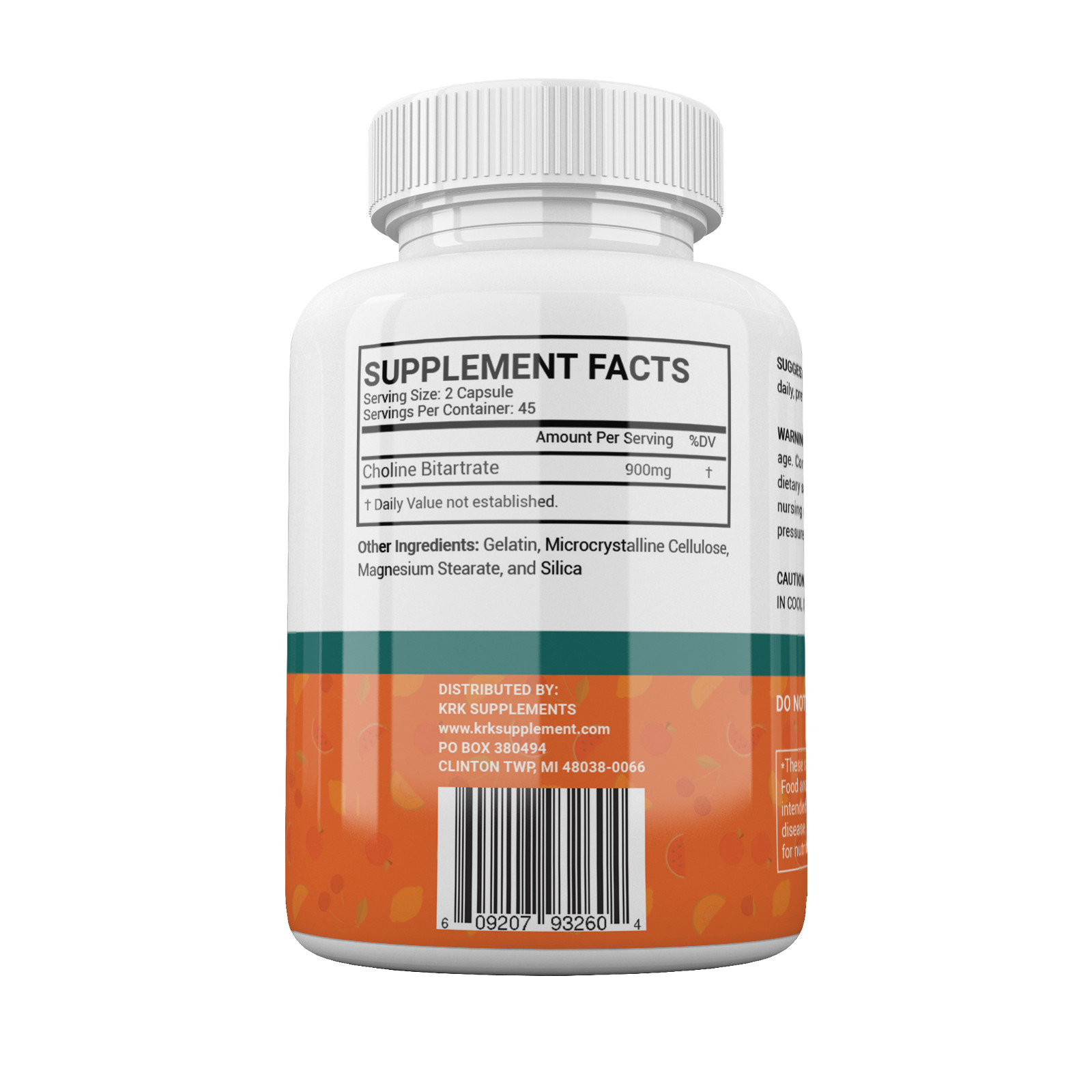 2 Choline Bitartrate 900mg serving Brain Memory Booster Nootropic Fatty Liver
