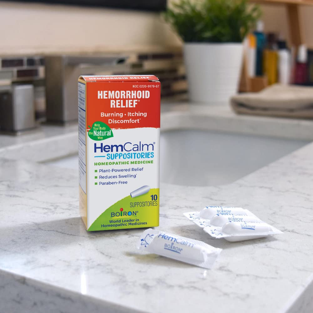Boiron HemCalm 10 Count Plant Based Multi Symptom Hemorrhoid Relief Supposito…
