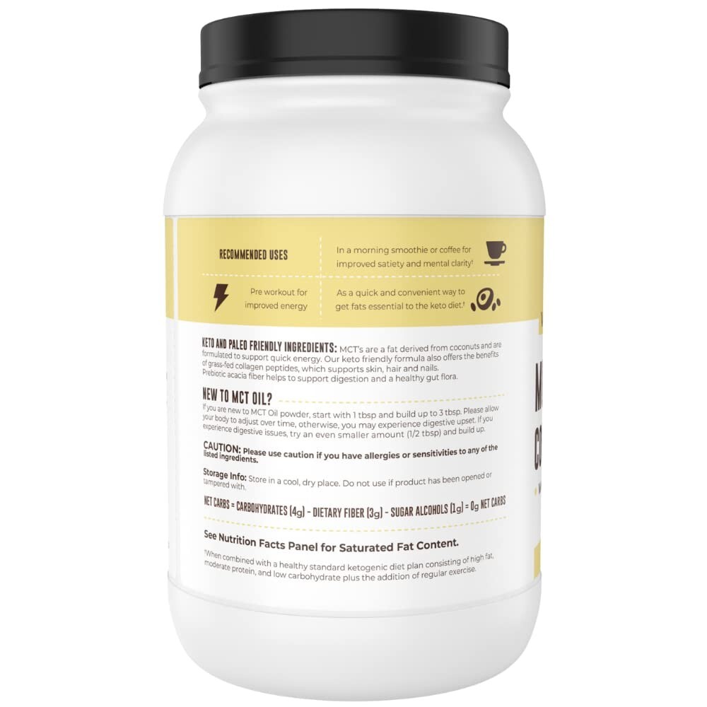 32oz Vanilla Keto MCT Powder + Collagen + Prebiotic Acacia Fibre MCT Creamer