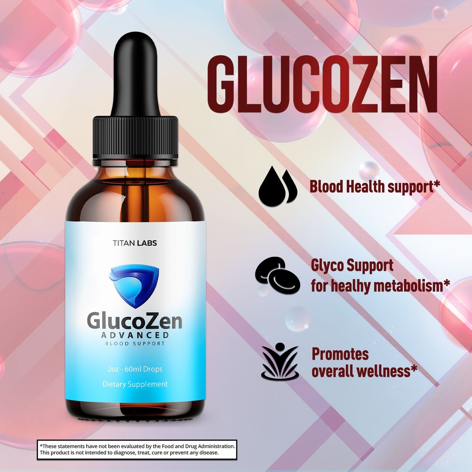 (5 Pack) GlucoZen Drops Advanced Blood Support Supplement Gluco Zen 150 Servings
