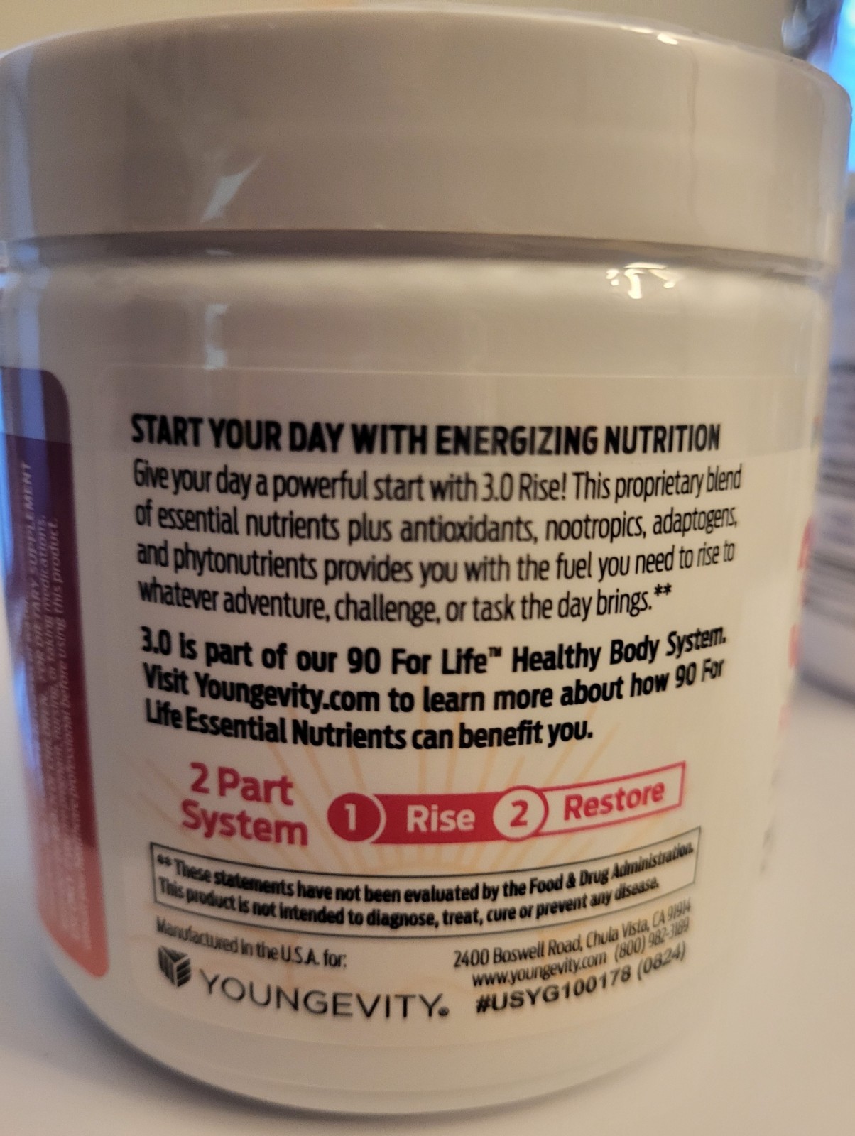 Youngevity 3.0 Rise & Restore + 1 (1X Herbal Lip Balm OR 1X Nourishing Body Bar)