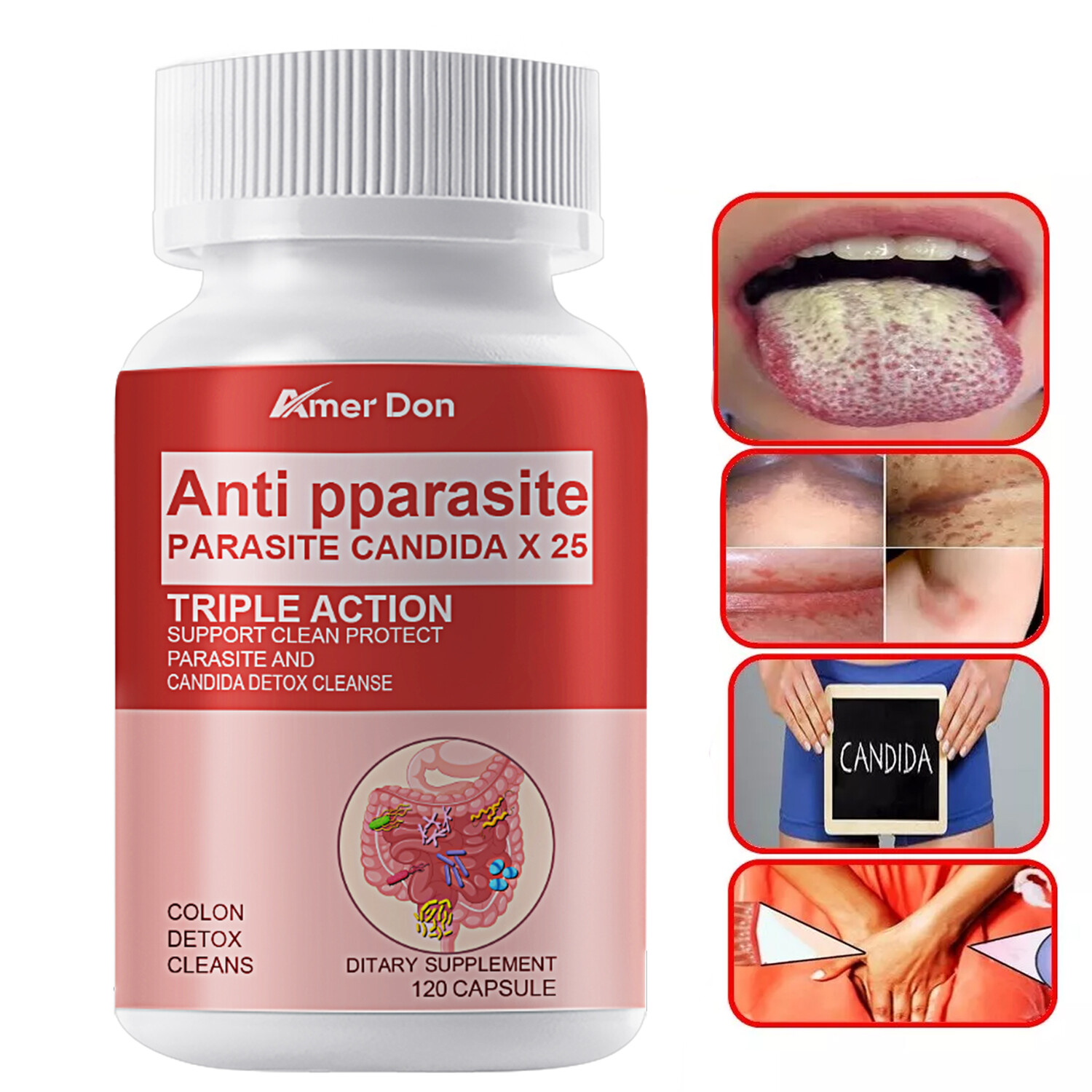 Candida Cleanse Albicans & Detox Yeast Support Complex with Enzymes 120 capsules