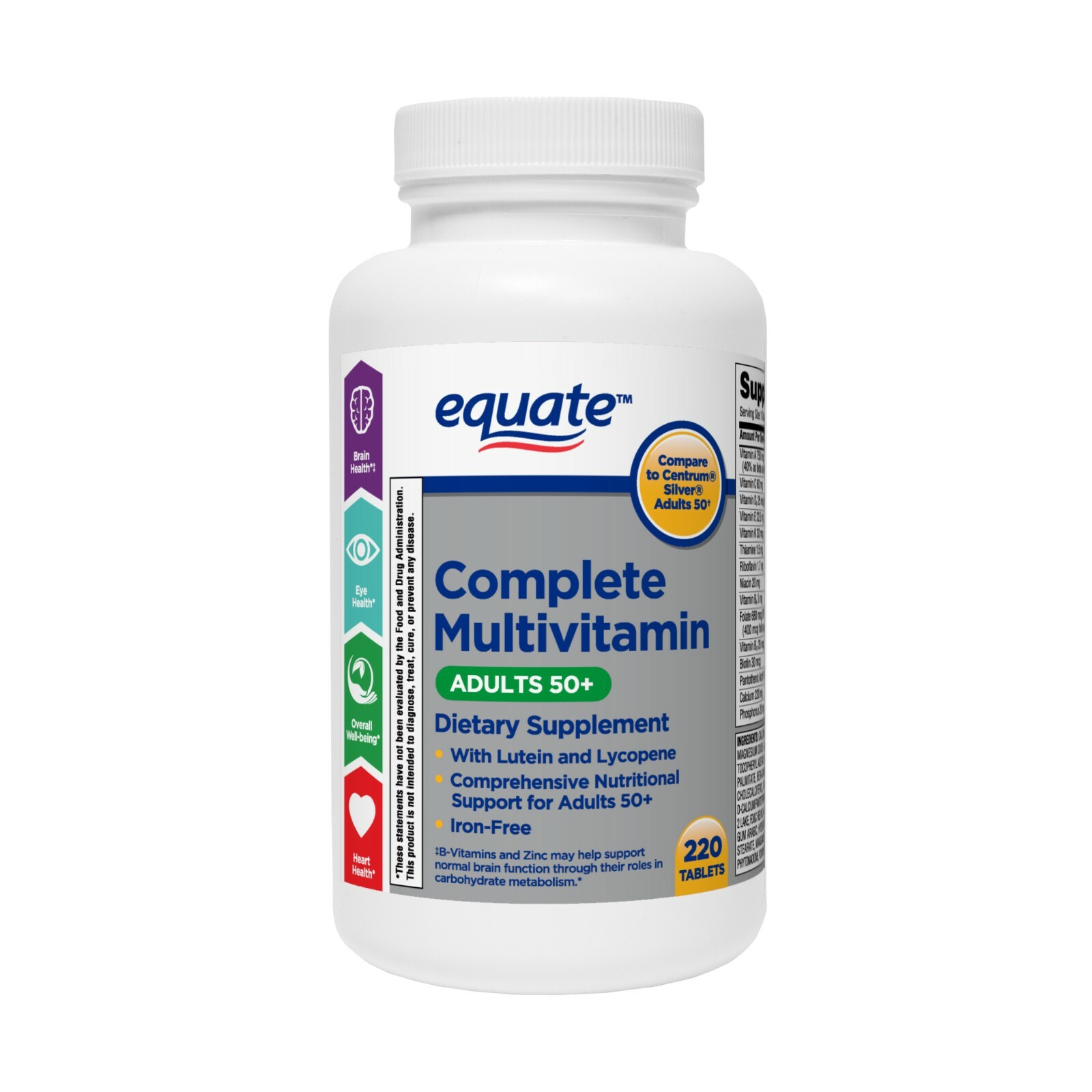 Equate Complete Multivitamin Tablets, Adults 50+, 220 Count..+