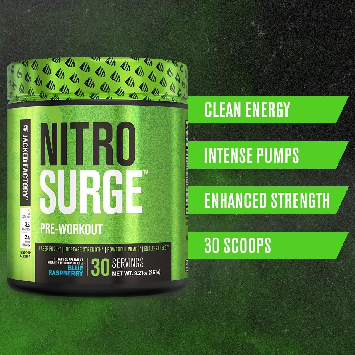 Jacked Factory NITROSURGE Pre Workout Supplement-Endless Energy,Instant Strength