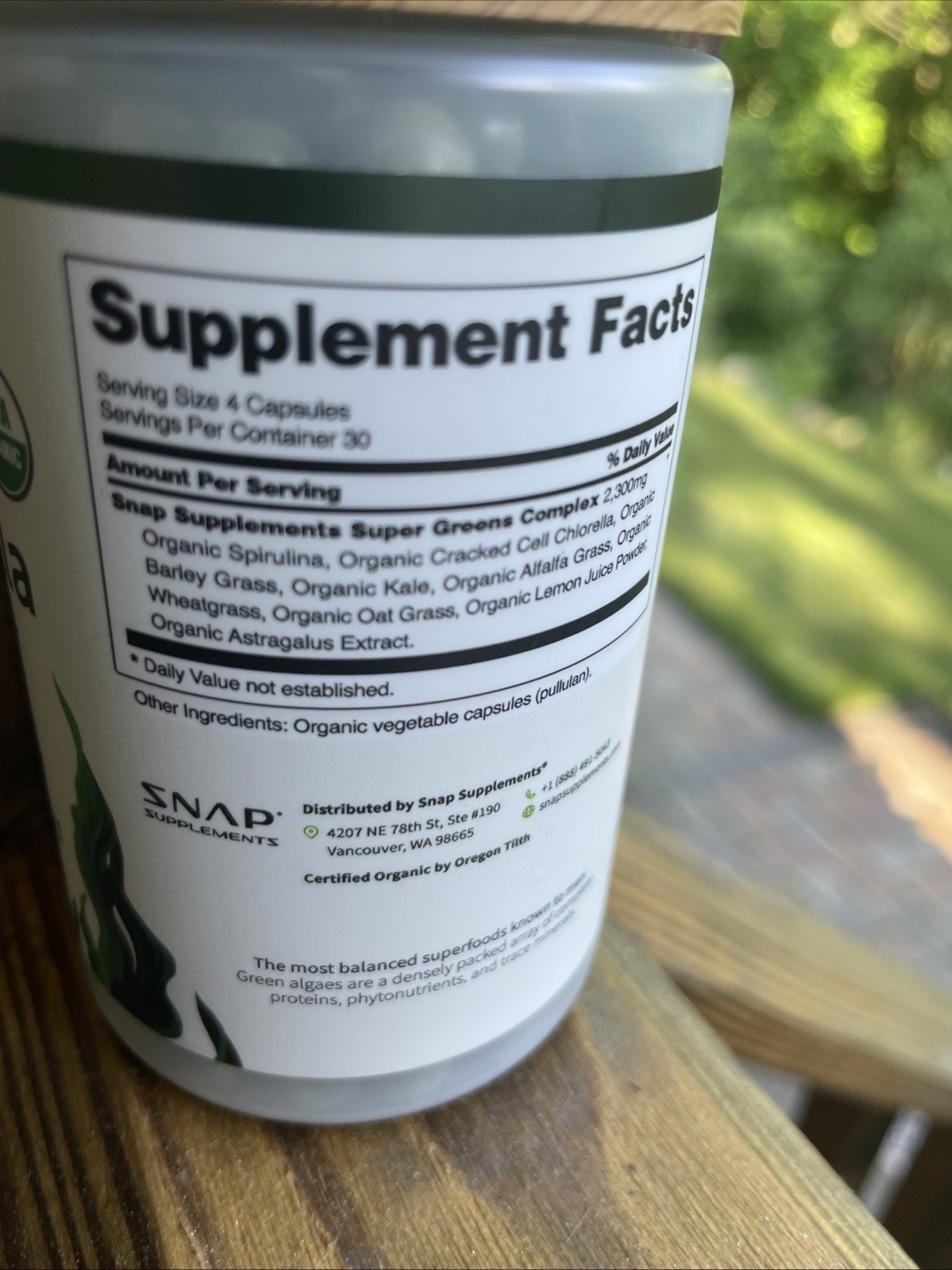 SNAP Supplements Organic Spirulina Chlorella 120 Caps Alkalizing Greens New