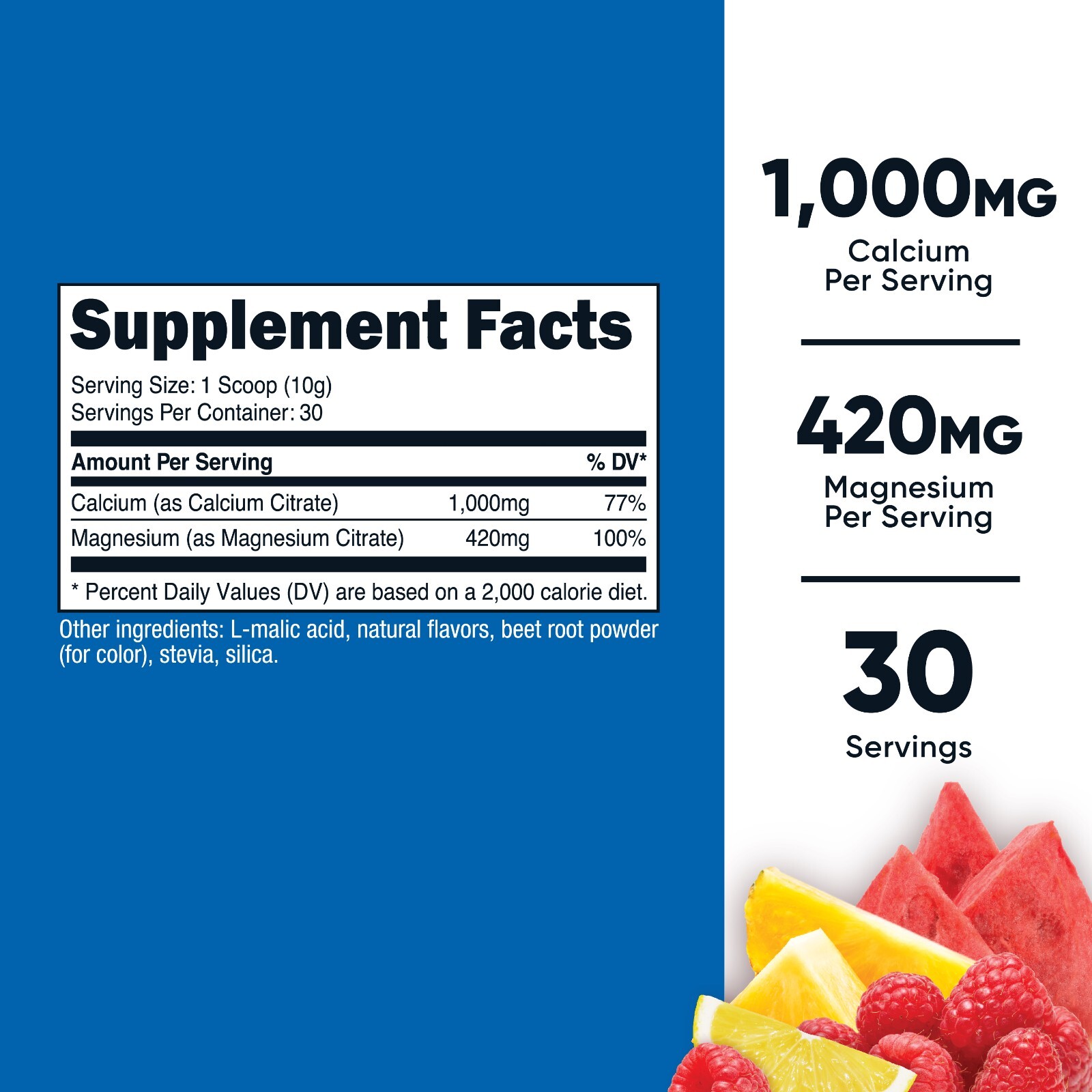 Nutricost Calcium Magnesium Powder (Fruit Punch, 30 Servings) – Non-GMO