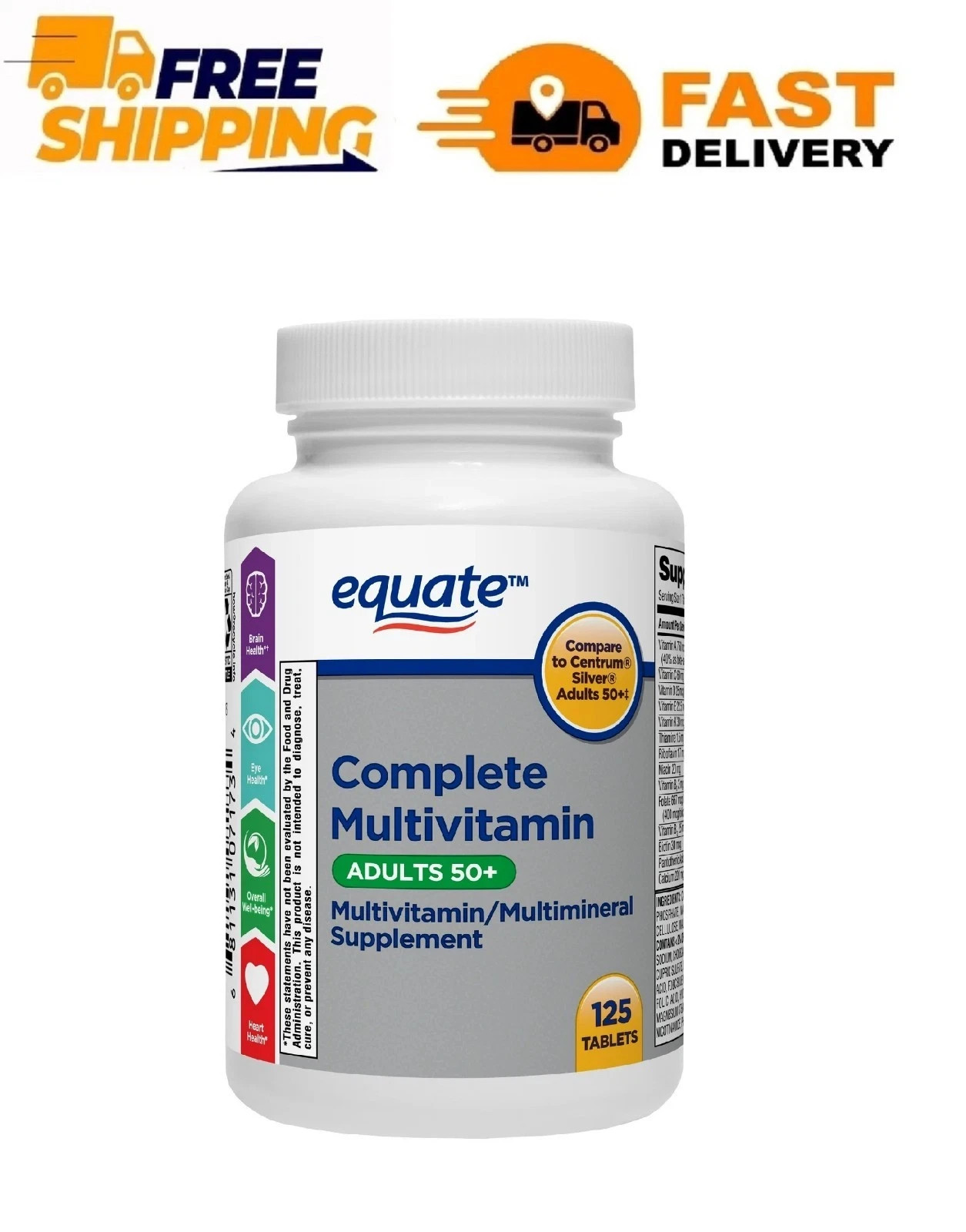 Equate Complete Multivitamin/Multimineral Supplement Tablets, Adults 50+, 125 CT