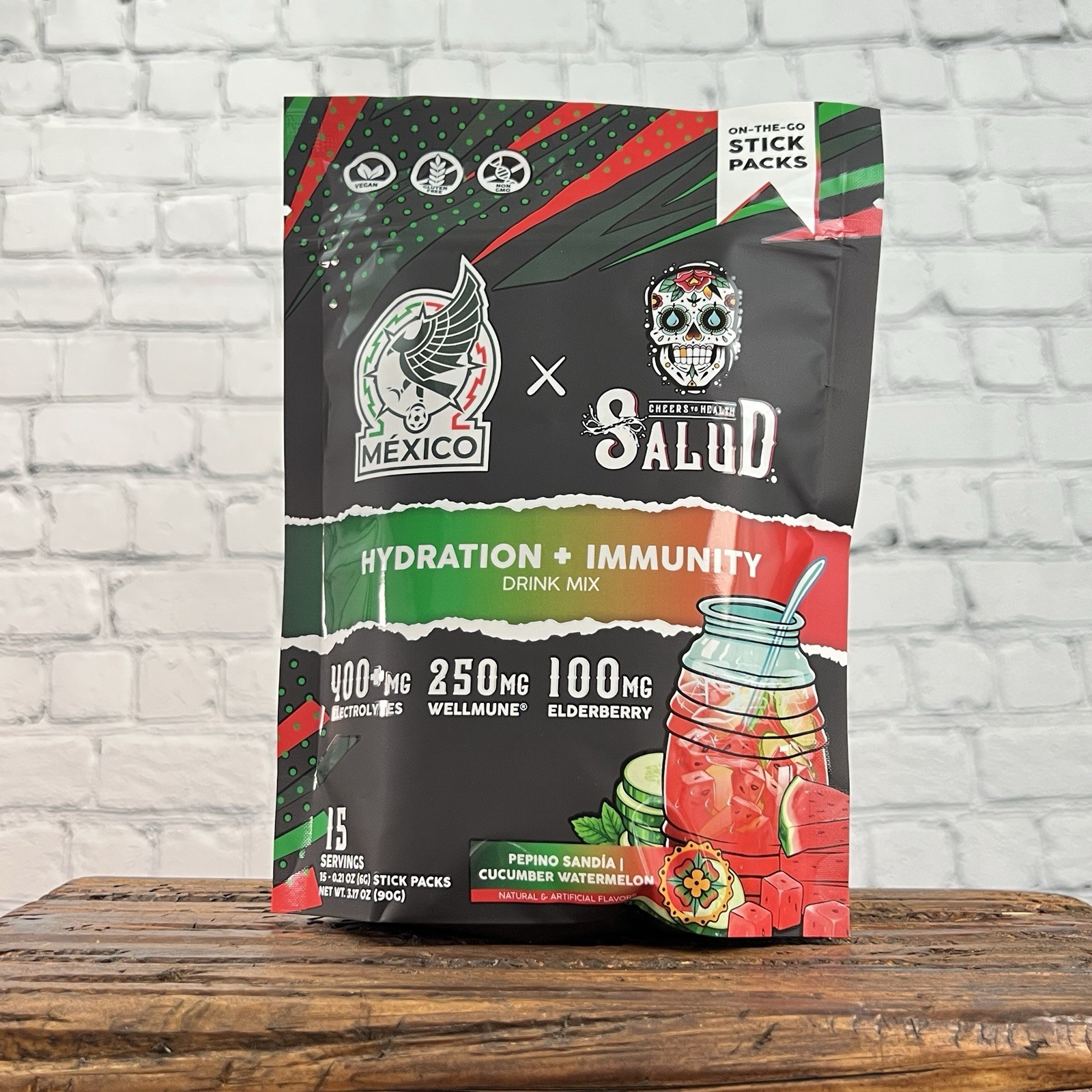 Salud x Mexico Hydration + Immunity Drink Mix Cucumber Watermelon 15 Sticks