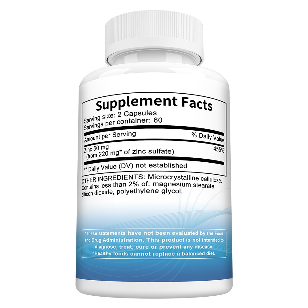 Zinc Sulfate Supplements Immune Supports Skin Hair Nails Health Oxidative Stress
