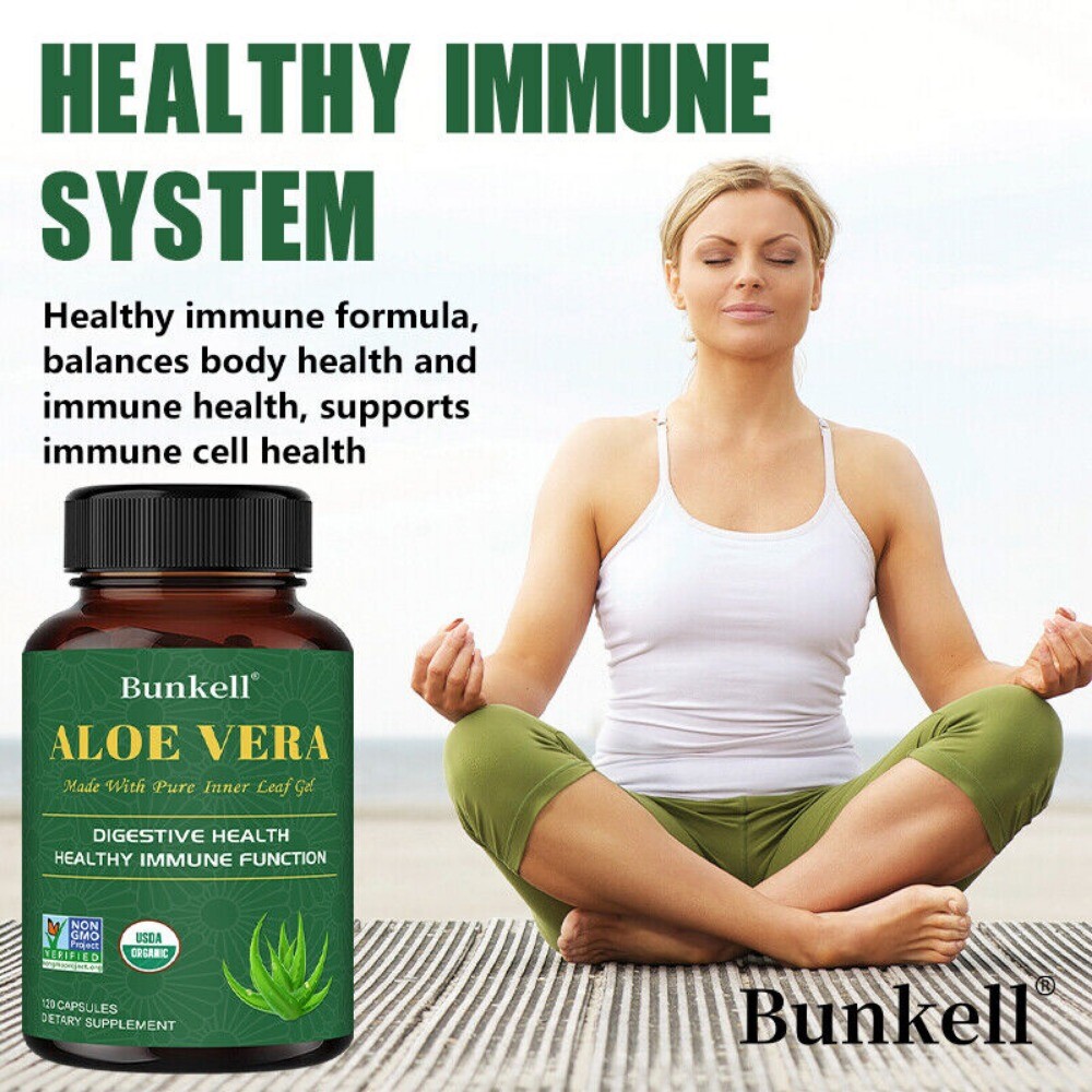 Aloe Vera Vegan Capsules Cleanse Intestines Strengthen Immune System 120 Pills