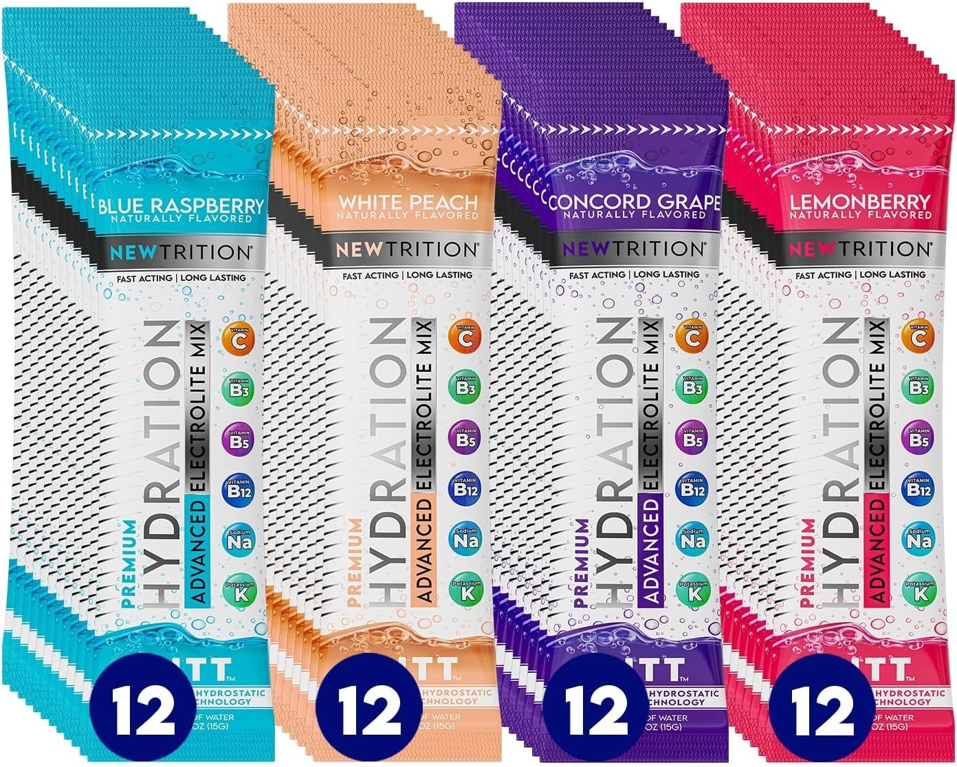 NewTrition Hydration Powder – Fast-Acting Electrolyte + Vitamin Drink Mix