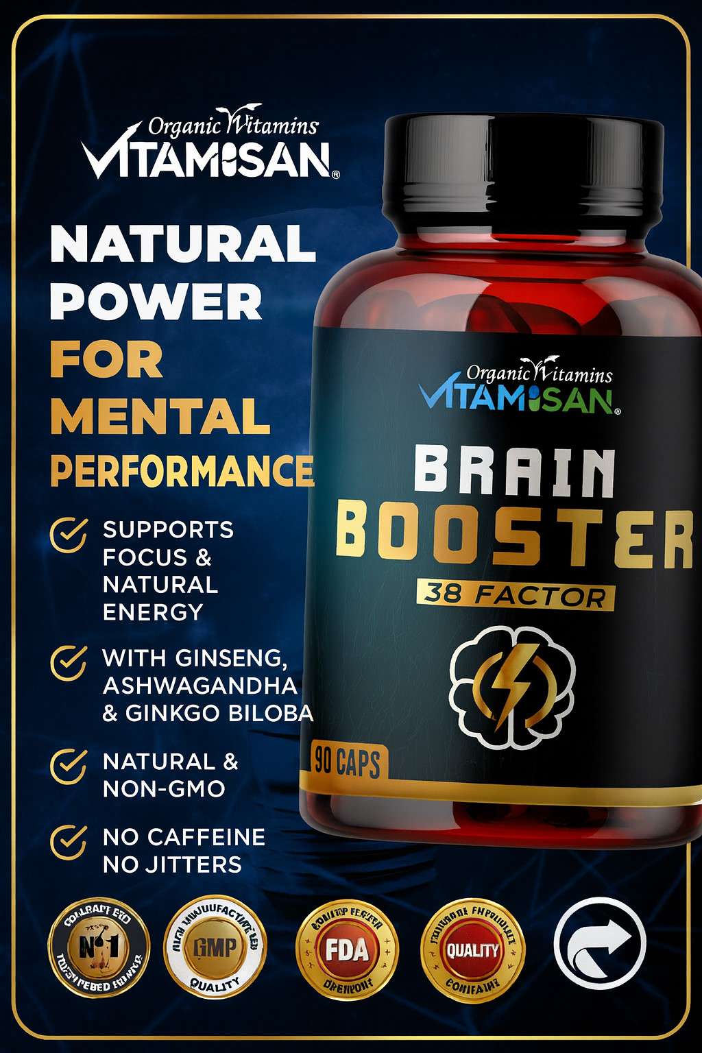 Bright Great Brain Focus Memory Supplement Nootropic For Focus Energy 90