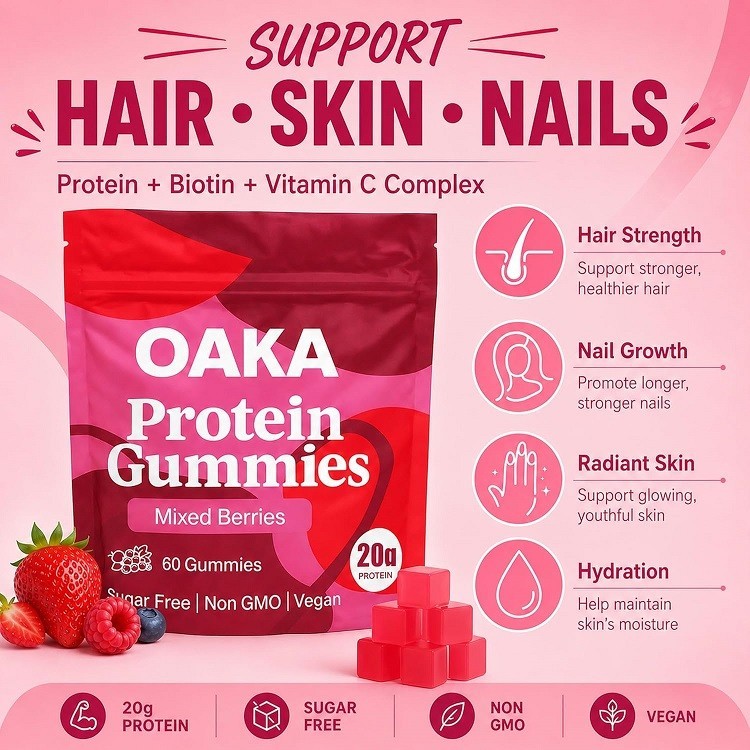 Protein Gummies for OAKA Vegan Protein Gummies Line, Mixed Berries Flavor