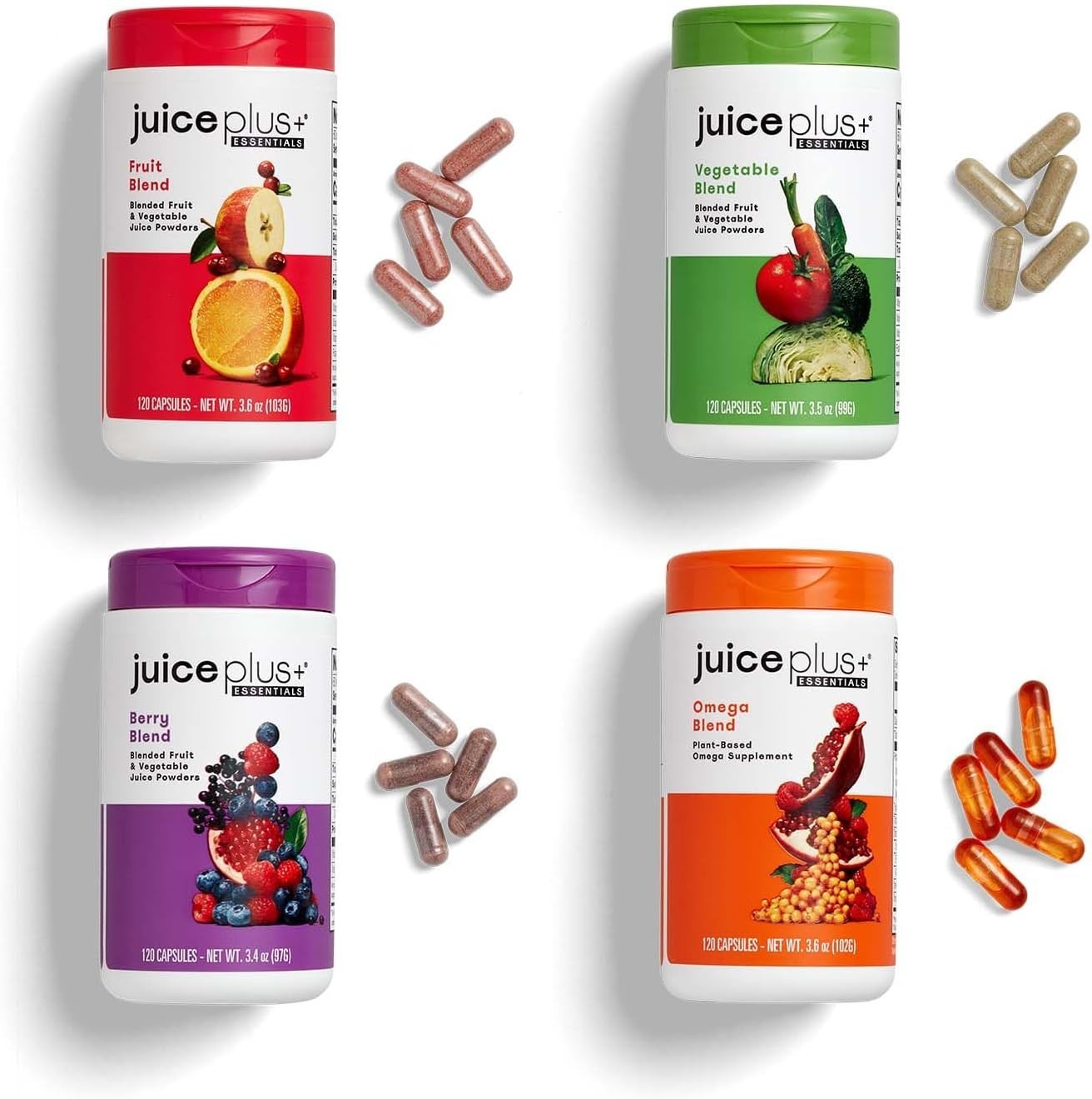 Juice Plus+ Fruit, Vegetable, Berry & Omega Blend Capsules – Nutrition from 30 F