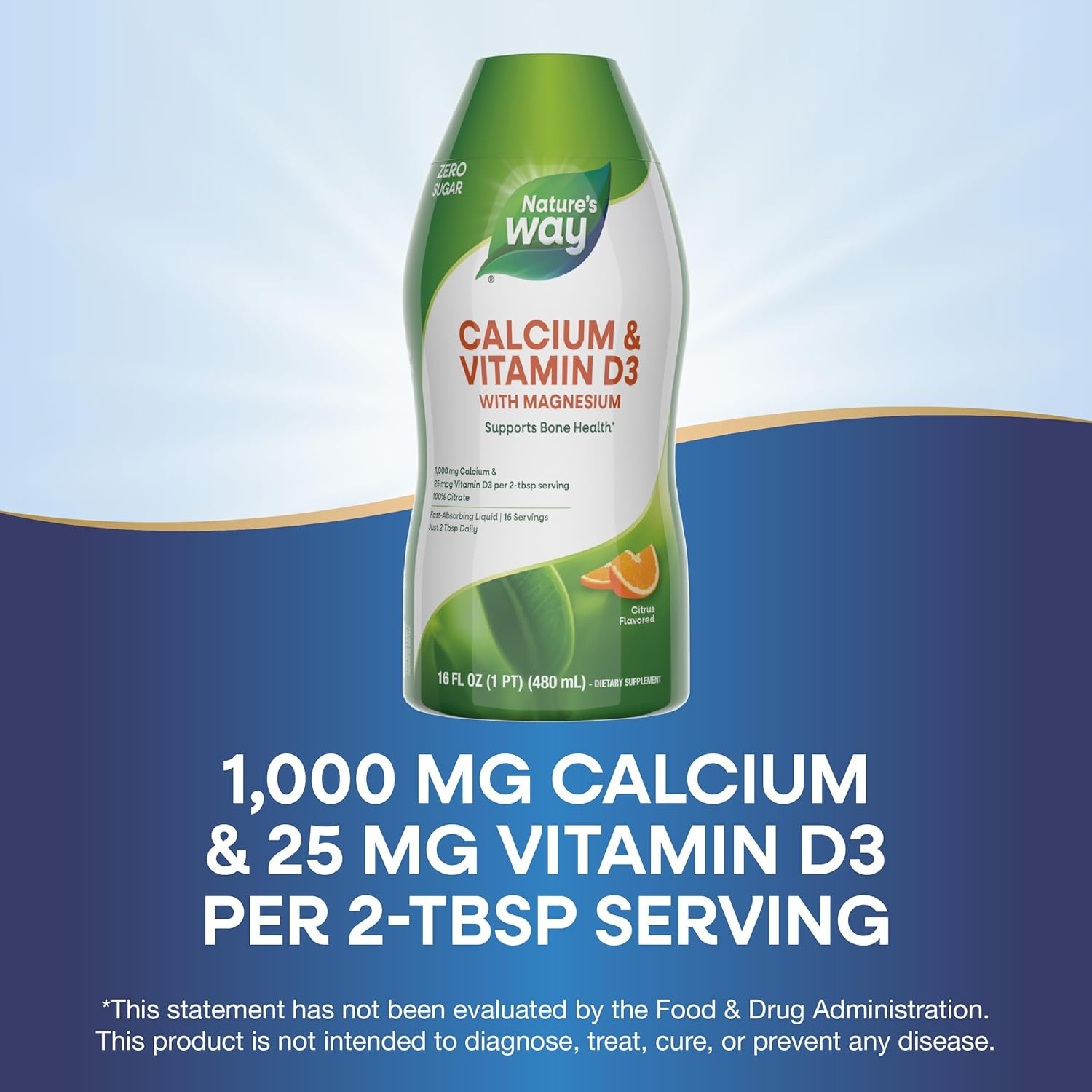 Nature’s Way Calcium & Vitamin D3 with Magnesium Liquid Supplement, 16 Fl Oz