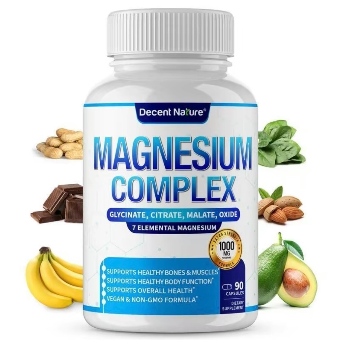 NEW LUXRY Decent Nature Magnesium Complex1000mg-7Elemental Magnesium Capsules