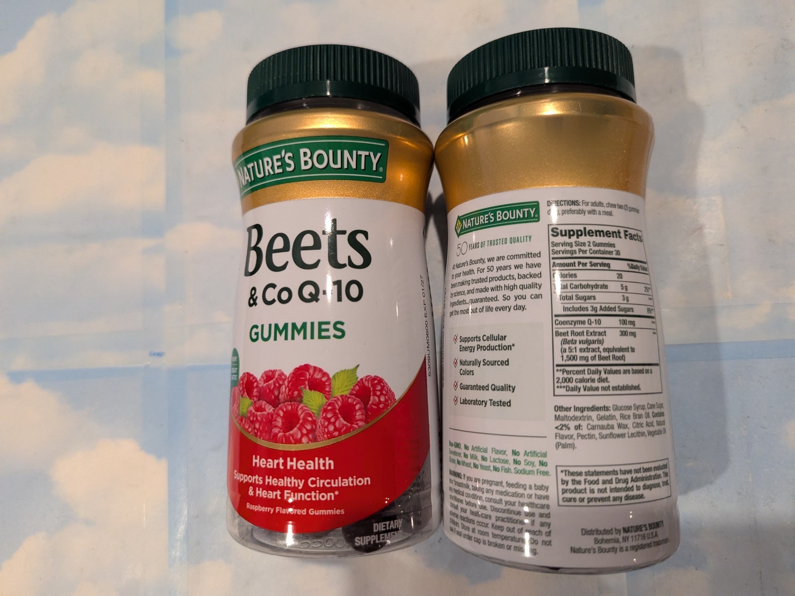 LOT (2) NATURE’S BOUNTY BEETS & CO Q-10 GUMMIES RASPBERRY FLAVOR 60 CNT