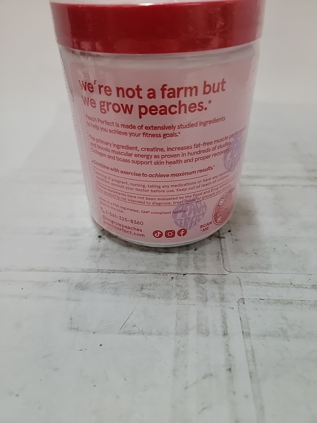 Peach Perfect Creatine Monohydrate Powder Glute Builder Strawberry Açaí Exp 6/27