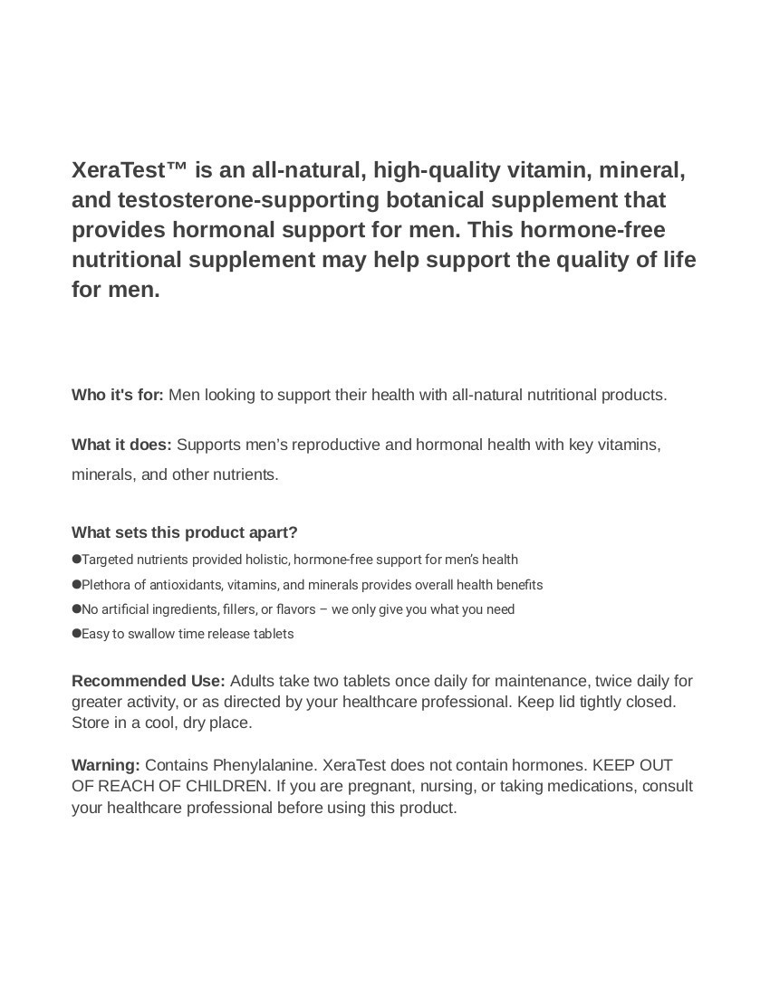 Youngevity Dr. Wallach XeraTest™ Hormonal Support for Men (60 Tablets)
