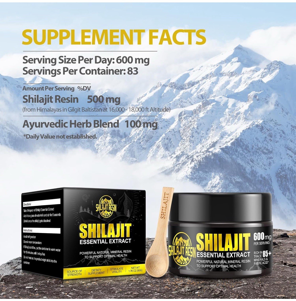 Premium Pure Himalayan Shilajit Resin – Essential Extract 1.76 oz./50g Sealed