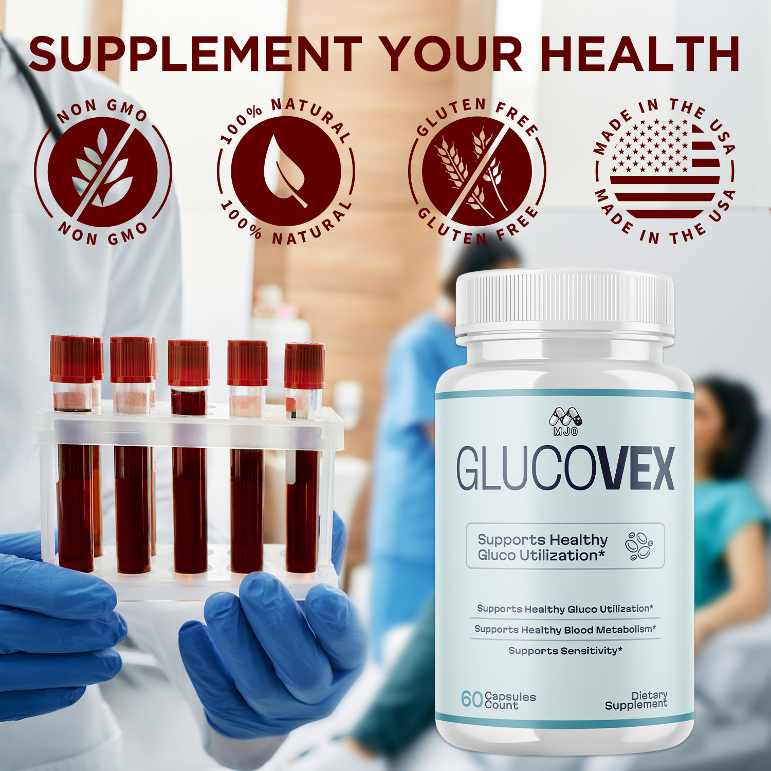 (3 Pack) Glucovex Advanced Support Blood Supplement Formula Gluco Vex 180 Caps