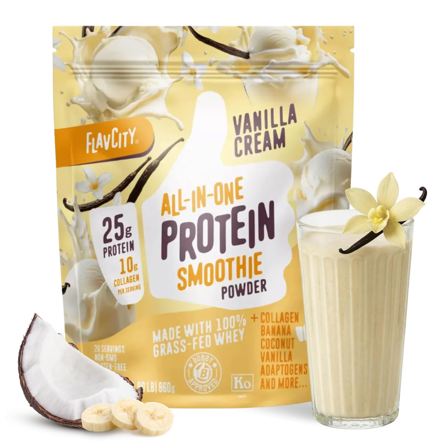 FlavCity Vanilla All in One Protein Shake Powder – On 1.87 Pound (Pack of 1)
