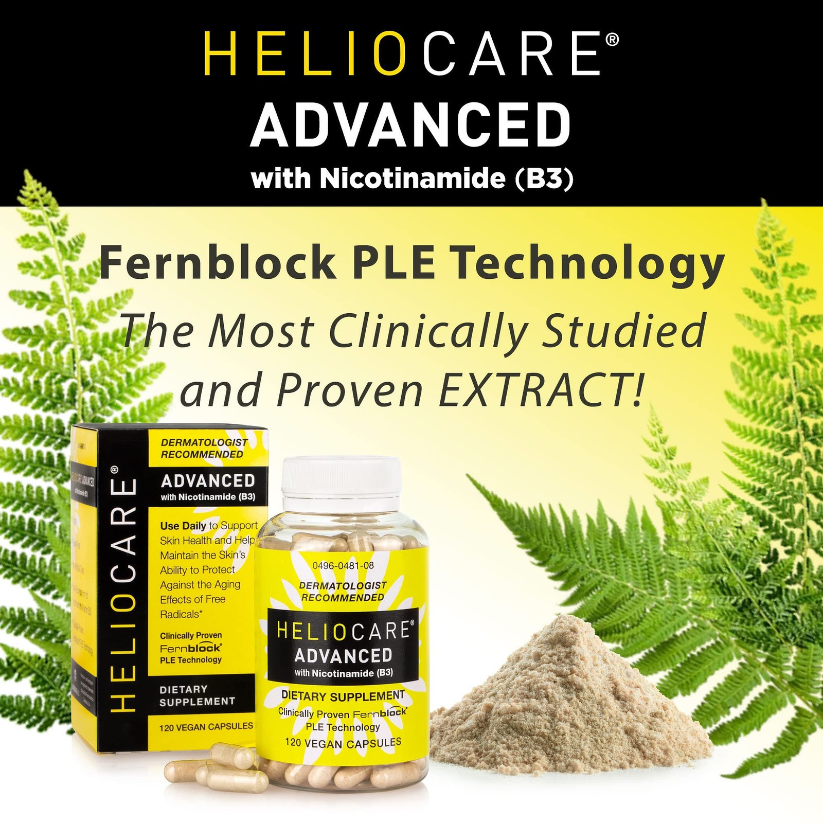 Heliocare Advanced Niacin B3 Supplement: Fernblock PLE 120 Count (Pack of 1)