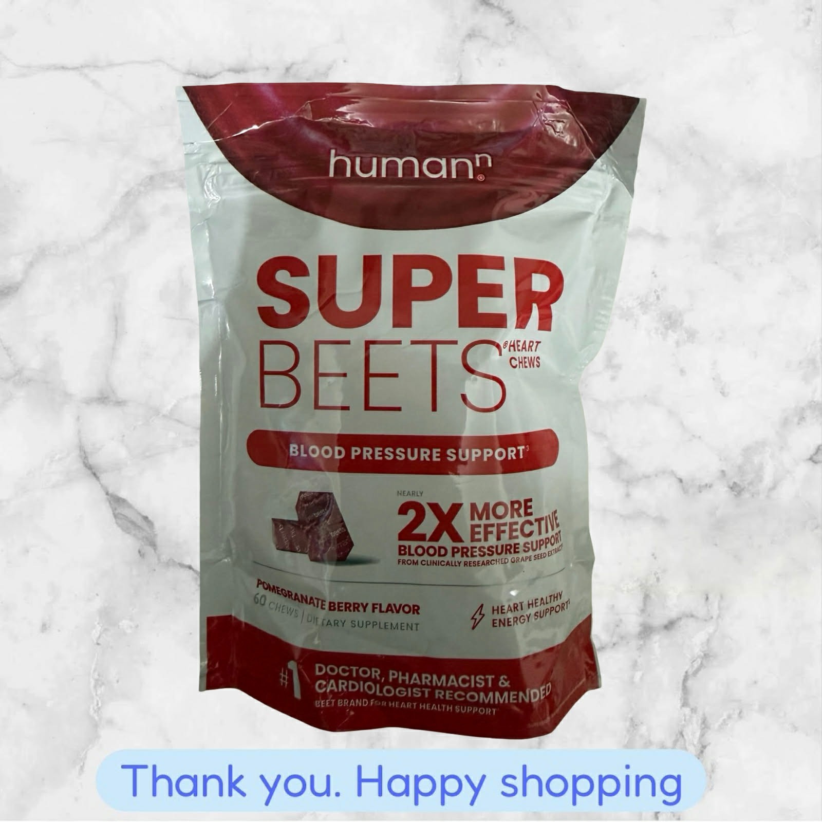 HumanN SUPER BEETS Heart Chews Pomegranate 60 Count NEW SHIPPING