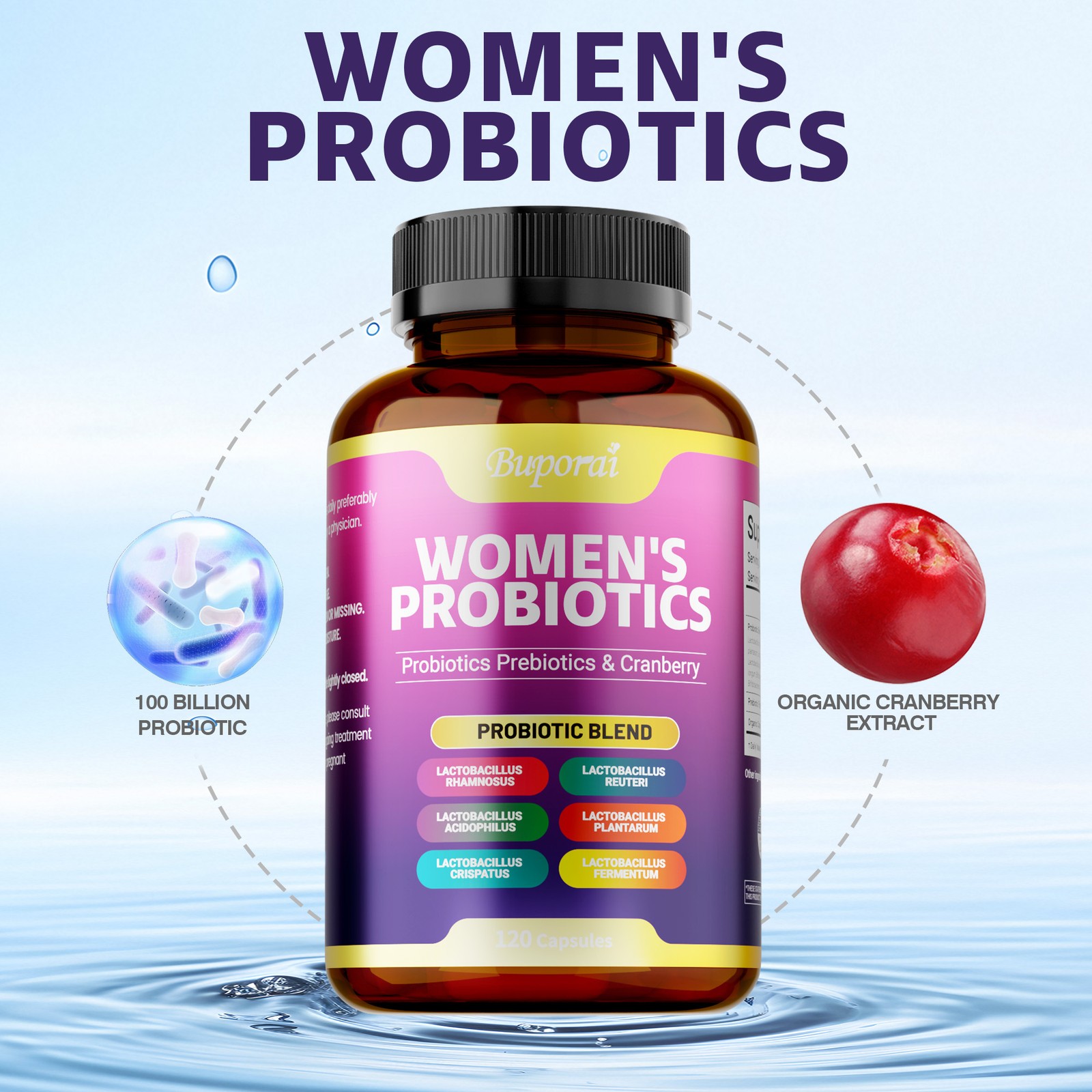 Women’s Probiotics 120pcs-Balances Flora, Promotes Intestinal and Overall Health