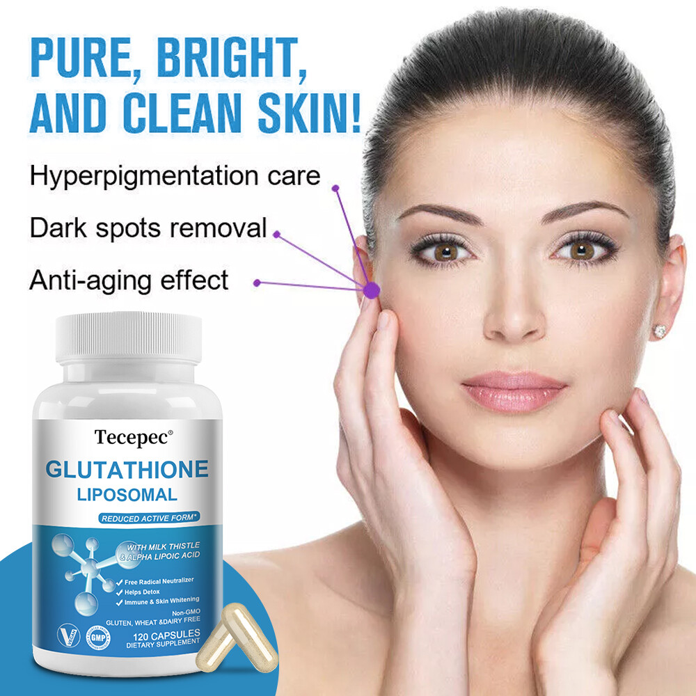 L Glutathione Liposomal Supplement 1000mg Skin Whitening Detox Anti Aging 120 CT