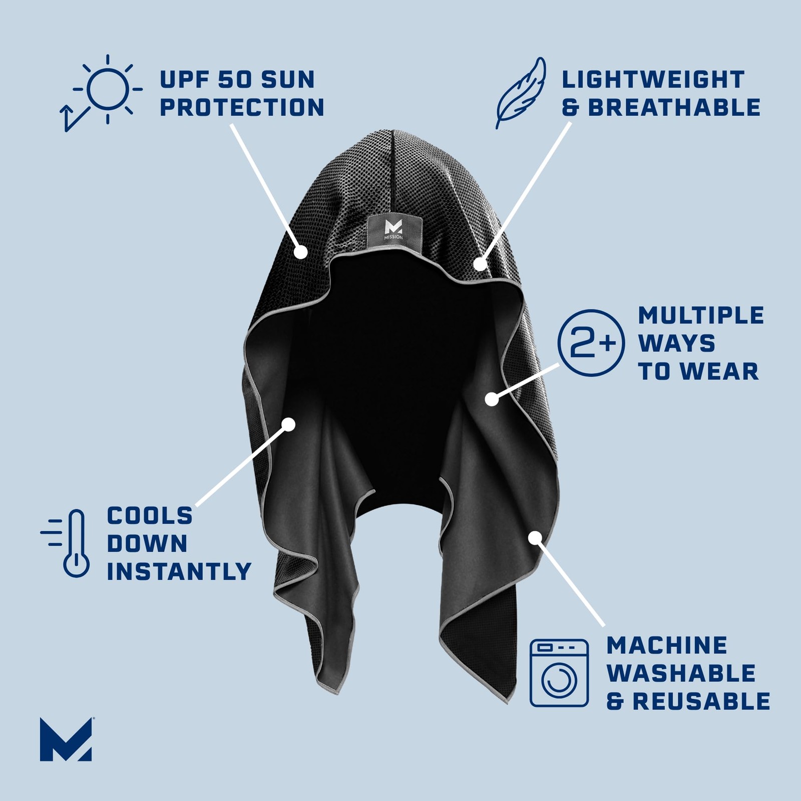 Cooling Hoodie Towel- Sport Hood Towel, Cools when Wet, UPF 50, Contours Your…