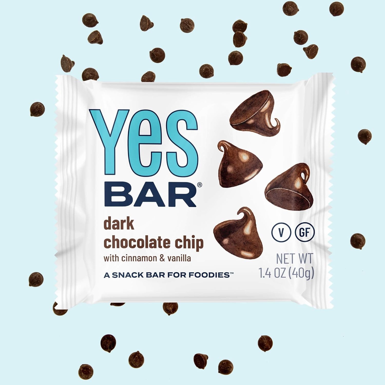 The YES Bar – Dark Chocolate Chip – Plant Based Protein, 24 Count (Pack of 1)