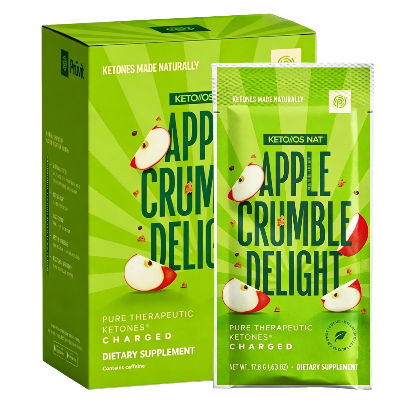 Pruvit Ketones Keto OS Nat APPLE CRUMBLE DELIGHT CHARGED 20 Pack