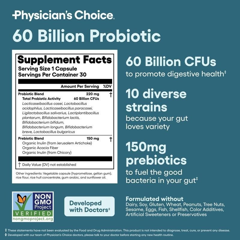 Physician’s Choice 60 Billion Probiotic & Digestive Enzymes Bundle USA SELLER-+