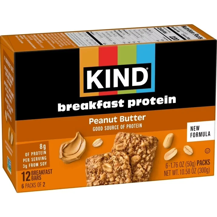 KIND Peanut Butter Breakfast Protein Bars, 6-Count, 1 Cardboard Box