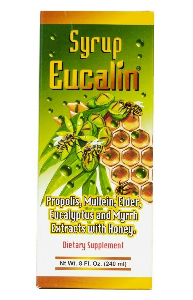 Eucalin Honey Syrup Dietary Supplement, 8 fl. oz., Made in Mexico Exp. 2/2026
