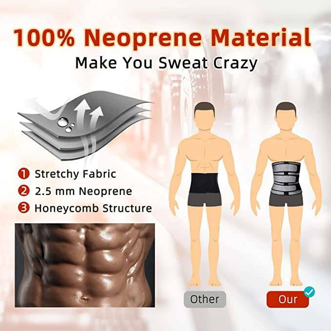 Men Sweat Sauna Waist Trainer Weight Loss Neoprene US Corset Cincher Body Shaper