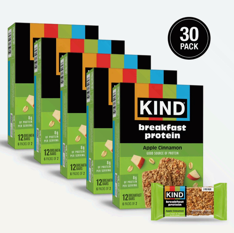 KIND Breakfast Protein Bars Apple Cinnamon Gluten Free 6 Count 1.76 oz (5 Pack)