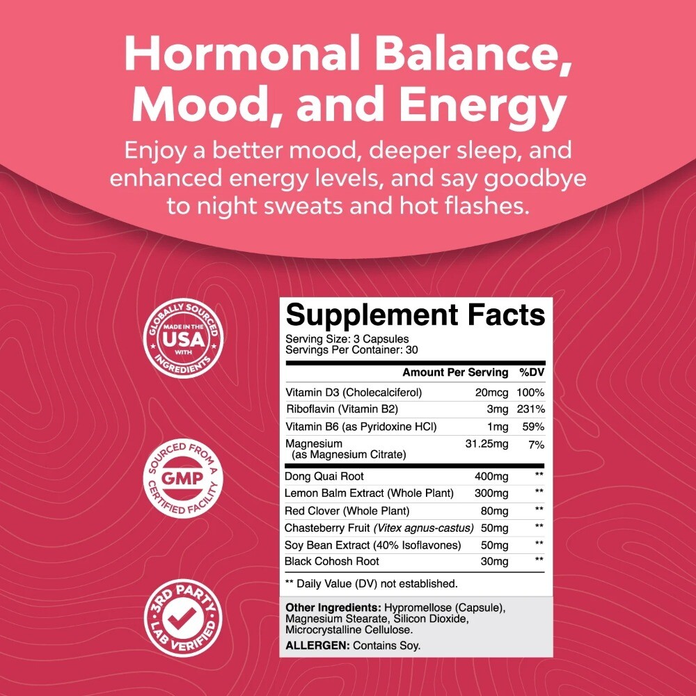 Menopause Support – Hormone Balance for Women for Night Sweats Mood 90 Caps