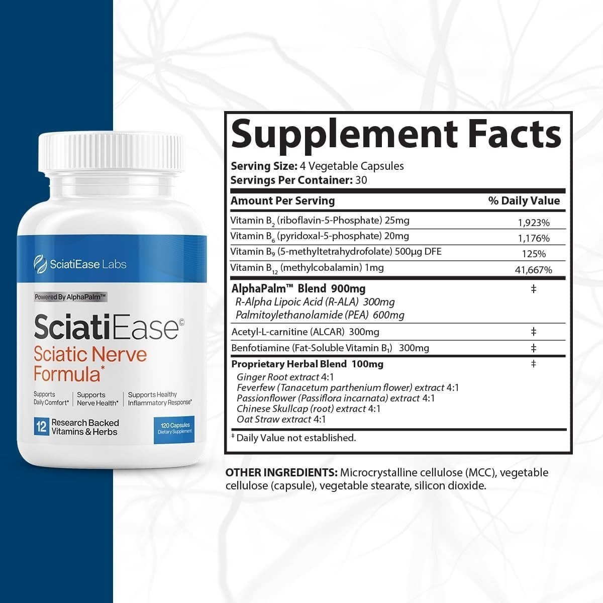 3 package SciatiEase Labs Sciati Ease Sciatic Nerve Formula 120 Cap NEW !