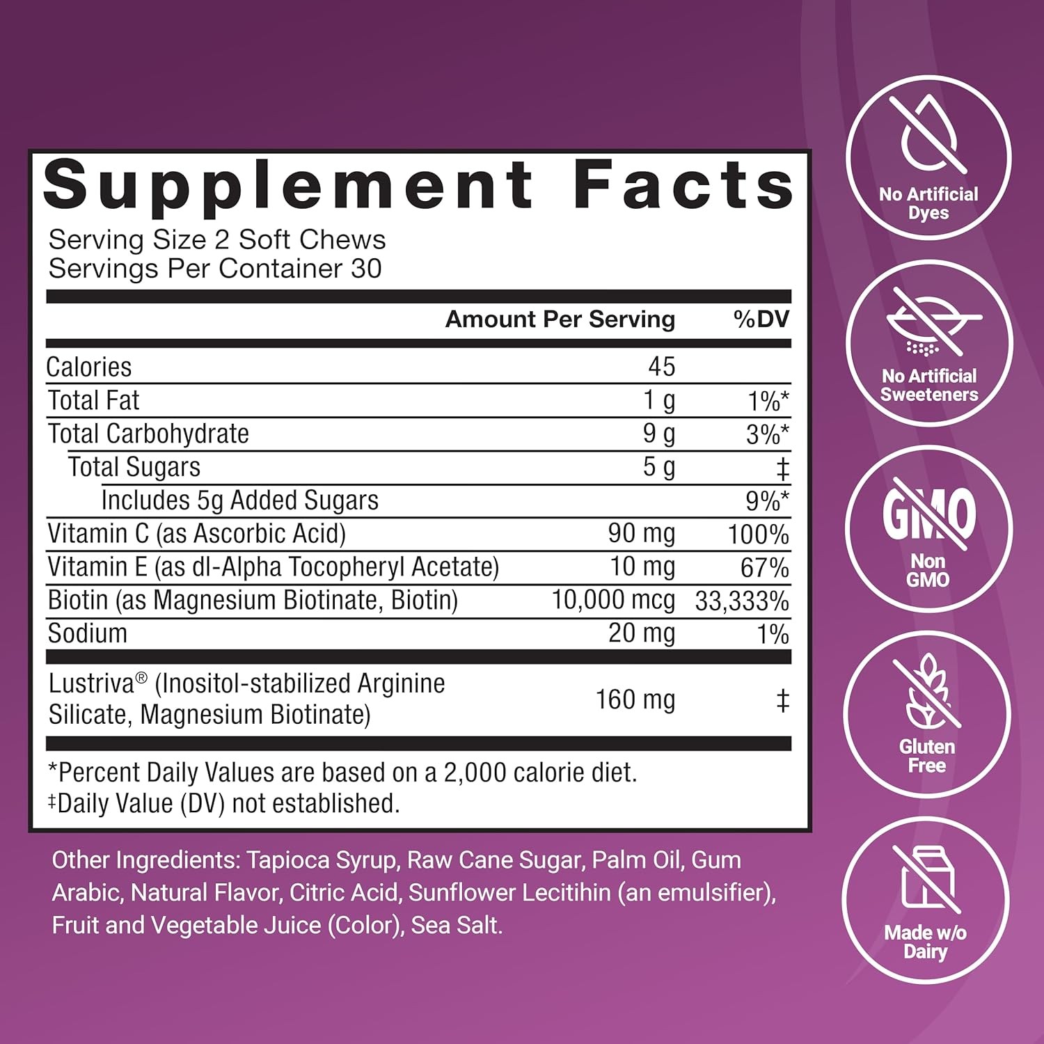 Hair Biotin Growth Accelerator 60 Soft Chews Hair Growth Stronger Vitamin C E