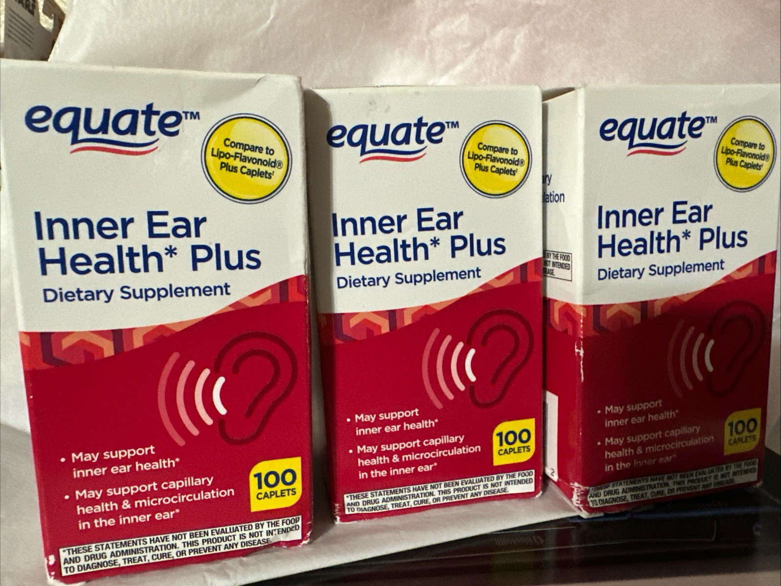 Equate Inner Ear Health Plus Caplets Dietary Supplement, 100 Ct 06/2027