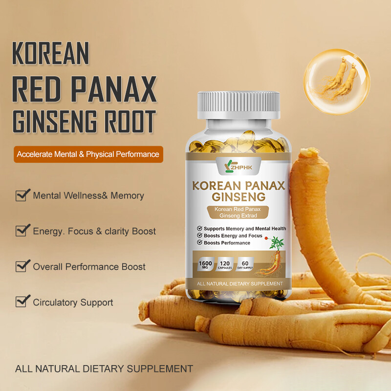 Red Korean Panax Ginseng 1600mg 120 Capsules – Energy/Endurance/Memory/Sex Drive