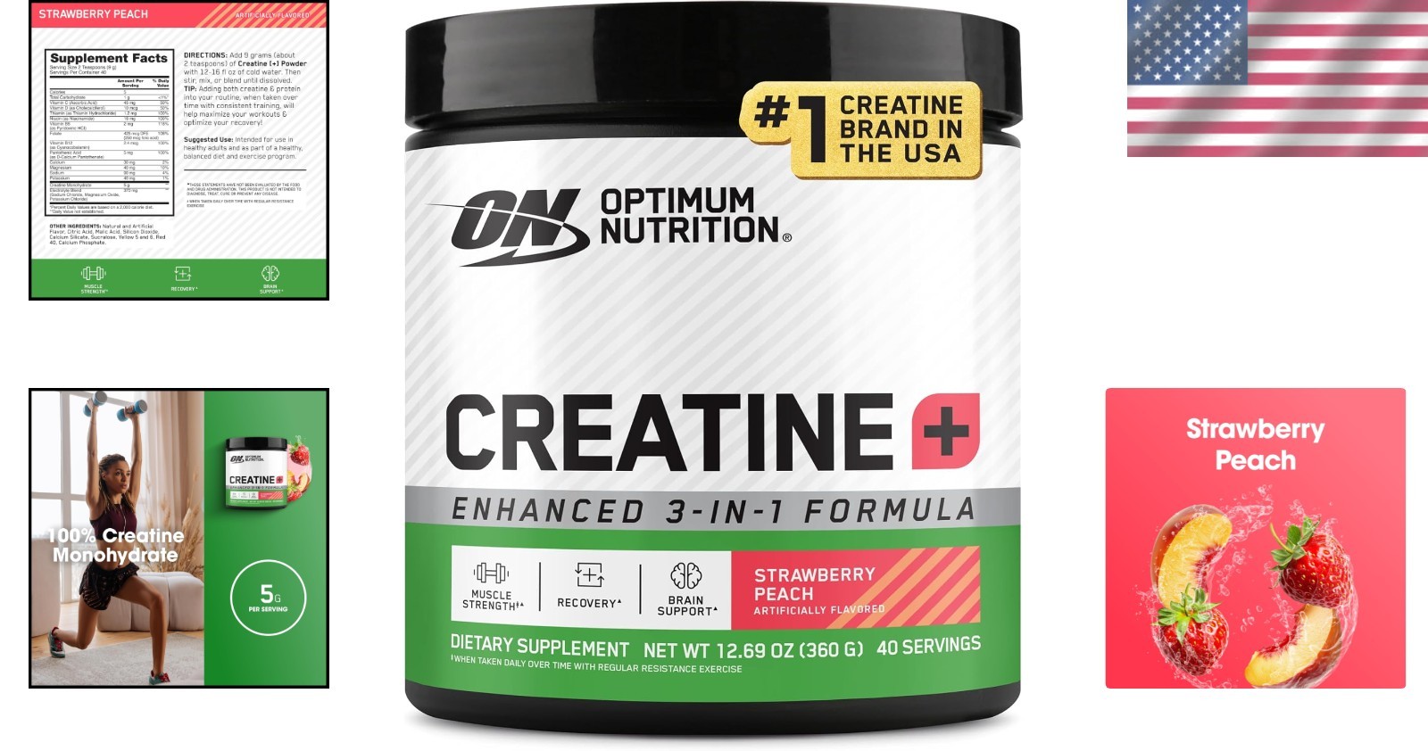 Strawberry Peach Creatine Performance Blend – 40 Servings for Hydration