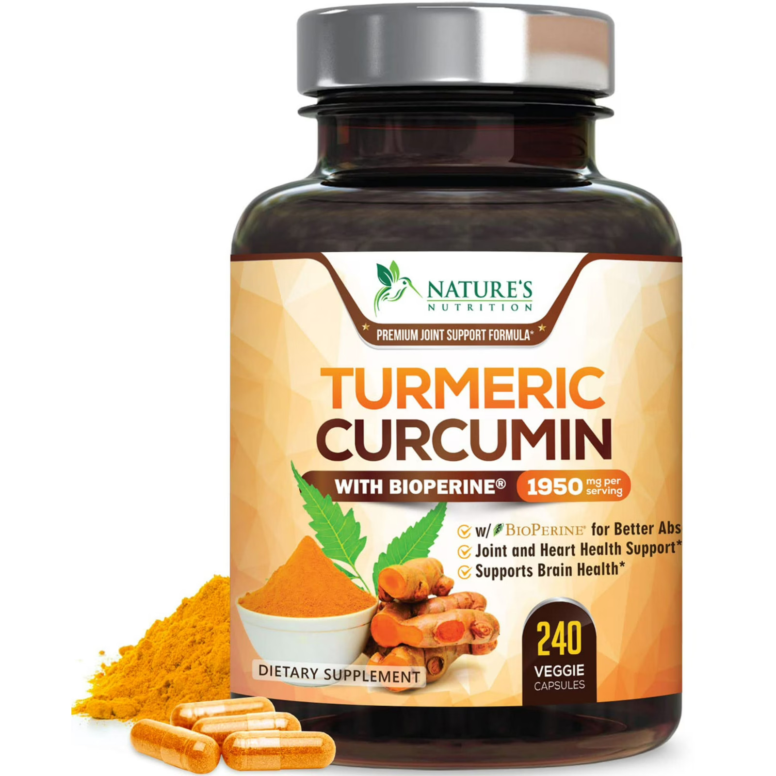 Turmeric Curcumin Supplement 95% Curcuminoids with BioPerine 240 Capsules