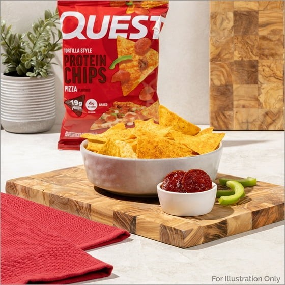 Quest Tortilla Style Protein Chips, 19g Protein,Pizza Flavor,1.1oz Bags,4 ct