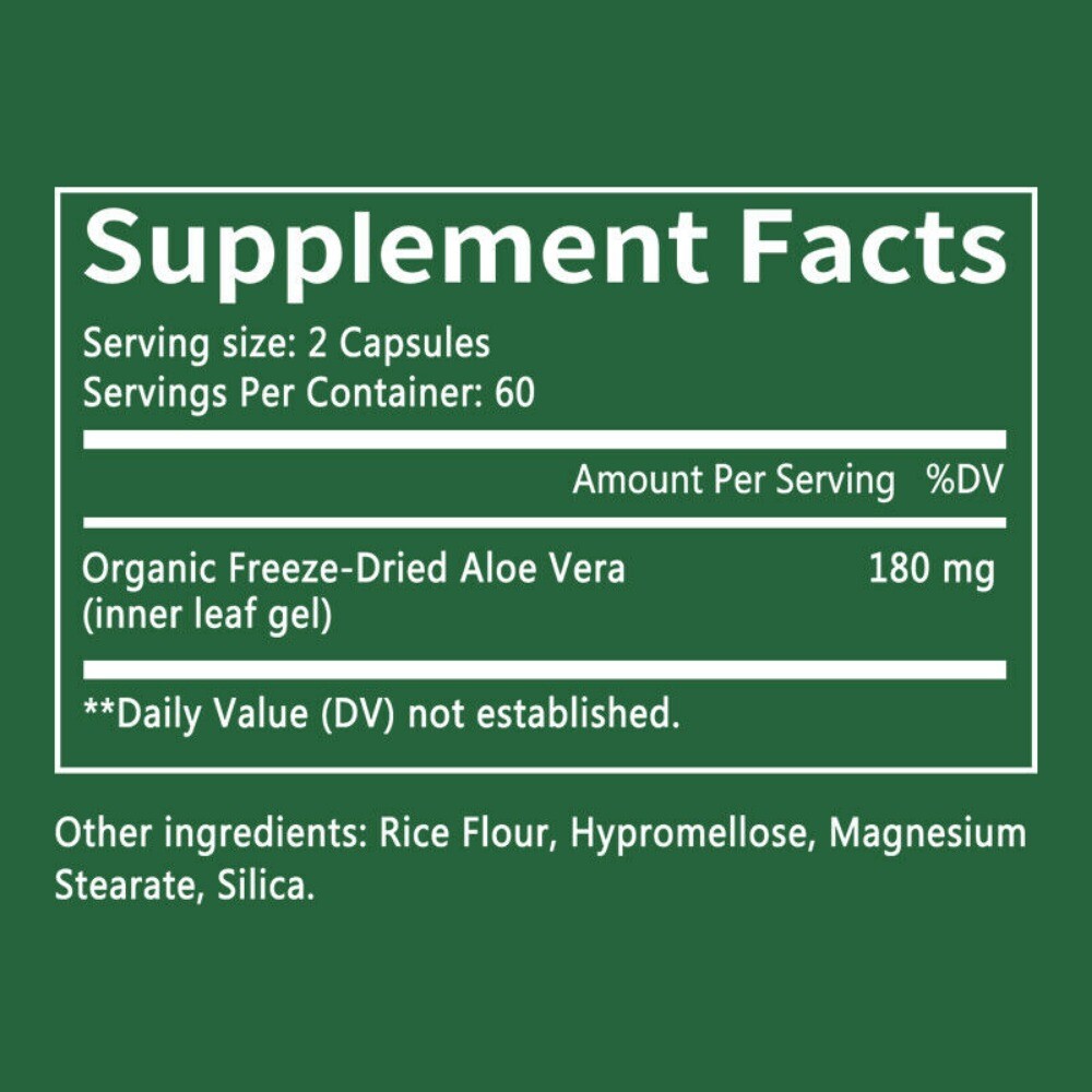 Aloe Vera Vegan Capsules Cleanse Intestines Strengthen Immune System 120 Pills
